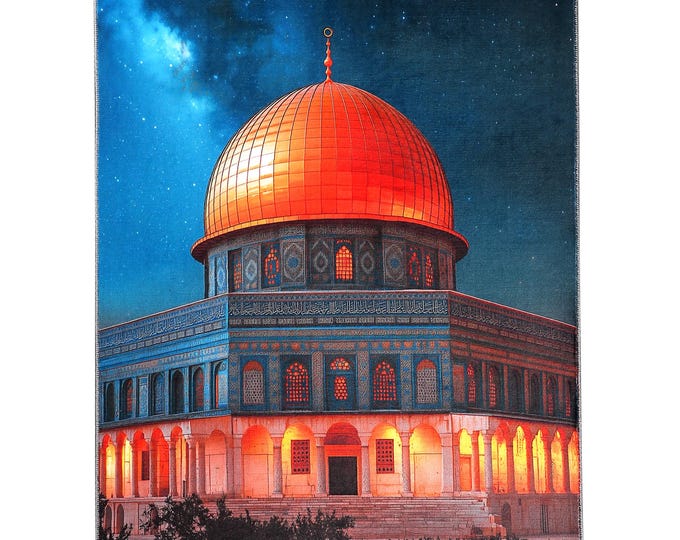 Prayer Rug Dome of the Rock Al-Aqsa Design – Islamic Wall Hanging Muslim Home Decor Spiritual Gift for Prayer Room Floor Mat 3x5 4x6