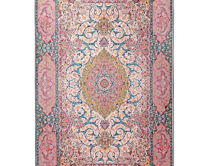 Prayer Rug Pink Medallion – Turkish Islamic Soft Mat for Muslim Home Decor, Living Room, Bedroom – Elegant Muslim Gift 3x5 4x6 5x7 6x9  ft