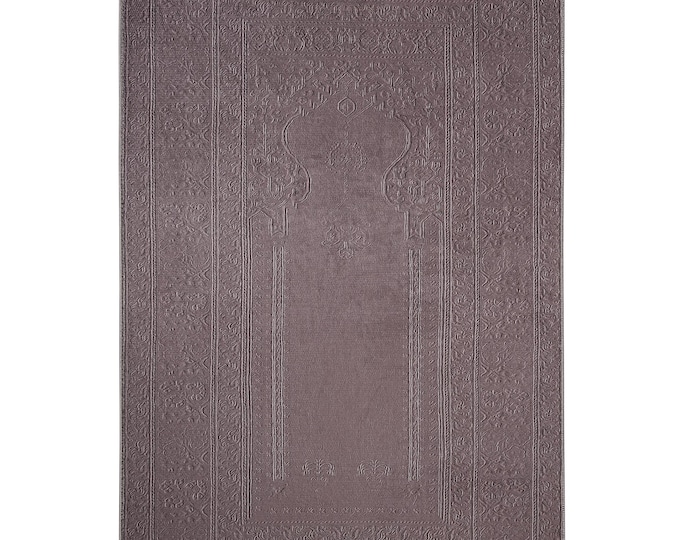 Prayer Rug Gray Solid Color – Minimalist Islamic Mat for Men Women – Soft Washable Turkish Muslim Carpet – Non Slip Gift for Home