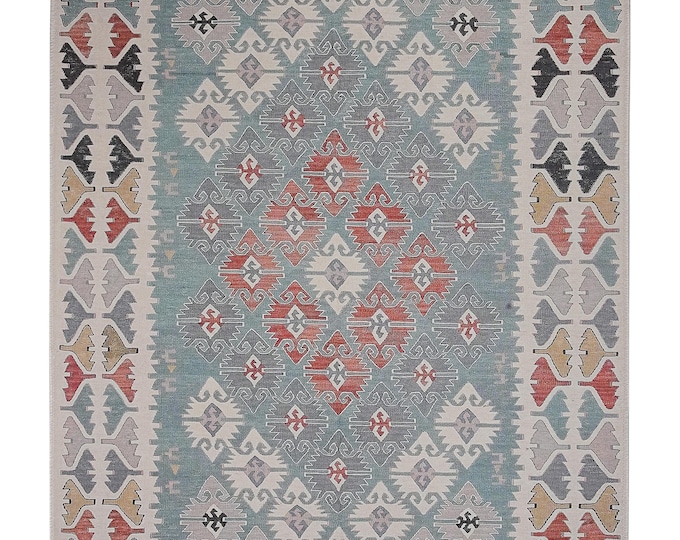 Turkish Kilim Rug: Flatwoven Area Carpet, Non-Slip, Pet-Friendly