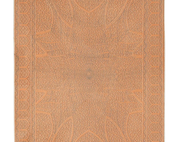 Turkish Rug Large Soft Area Carpet – Classic Kilim Design with Modern Touch | Self-Patterned Orange Carpet for Living Room