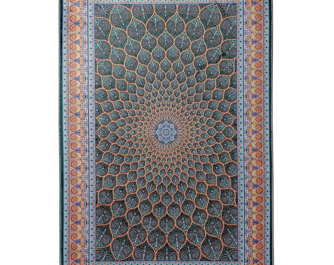 Prayer Rug Turkish Mandala – Geometric Islamic Carpet Wall Hanging Custom Size Area Rug Living Room Office Meditation Home Decor 3x5 4x6 5x7