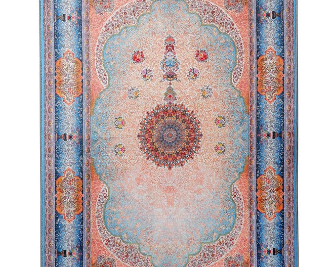 Prayer Rug - Soft Islamic Mat with Floral Medallion  Muslim Gift  Turkish Design  Ramadan Decor  Carpet  Islamic Home Decor 3x5 4x6 5x7 ft