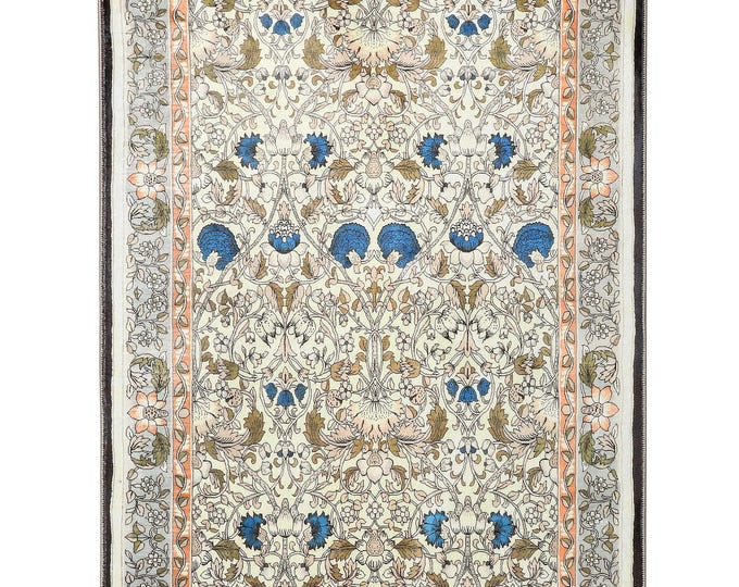 Cream Blue Green Prayer Rug and Carpet – Soft Non-Slip Islamic Mat – Elegant Muslim Home Decor – Ideal Gift for Ramadan and Eid