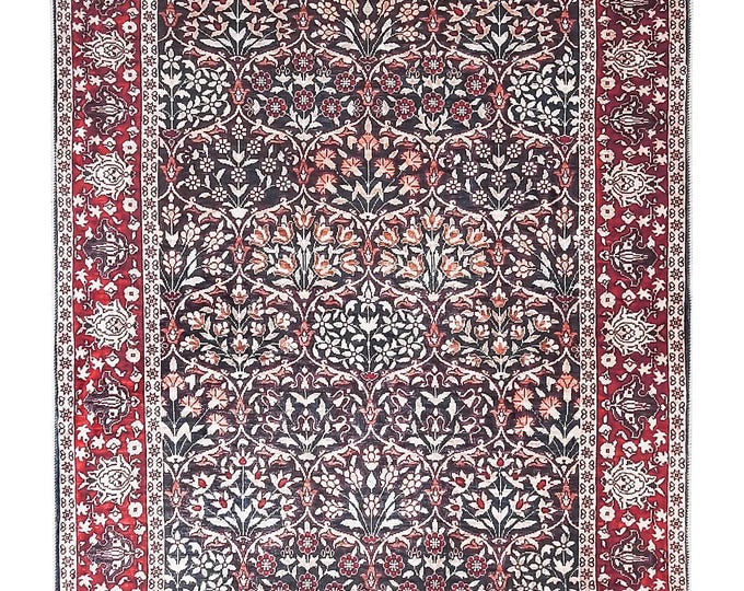 Red Turkish Hereke Soft Silky Rug : Bedroom, Living Room, Entryway and Kitchen Area Rugs
