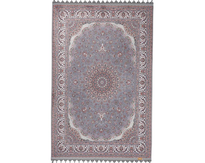 Prayer Rug Soft Grey Turkish Carpet – Luxury Islamic Gift for Mom Dad Women  – Elegant Area Rug Living Room Bedroom Custom Size 3x5 4x6 5x7