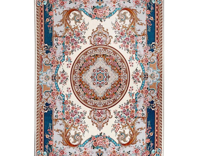 Prayer Rug - Turkish Soft Touch Islamic Mat with Floral Medallion Design – Perfect for Living Room, Bedroom, Guest Room, Wall Decor