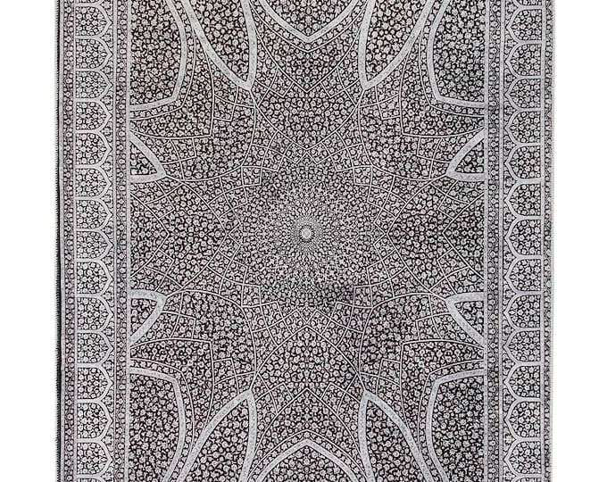 Turkish Area Rug, Oriental Floral Carpet, Ultra Soft Washable Traditional Vintage Living Room Decor