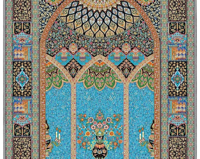 Luxury Prayer Rug, Blue Prayer Mat, İslamic Muslim Gift