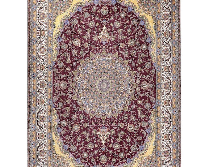 Prayer Rug Red Turkish Carpet – Luxury Islamic Gift for Mom Dad – Medallion Floral Area Rug Living Room Bedroom Custom Size 3x5 4x6 5x7 6x9