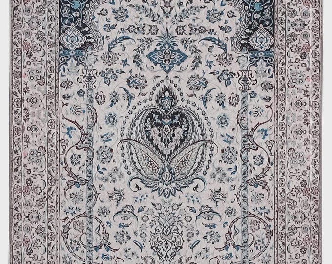 Luxurious Beige Prayer Rug with Classic Turkish Medallion Pattern  | Customizable Size and Soft Silk Touch  Perfect Gift Idea for Loved Ones