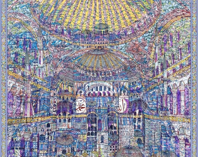 Wall Tapestry, Istanbul Hagia Sophia Mosque Wall Art, Islamic Architecture Decor, Large Hanging