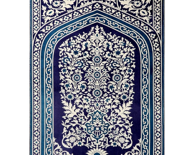 Prayer Rug – Elegant Soft Velvet Mat | Personalized Luxury Islamic Prayer Mat | Custom Name Turkish Design | Perfect Muslim Gift