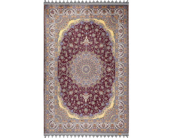 Prayer Rug -Persian Style Red Area Rug – Turkish Soft Carpet with Floral Medallion – Non Slip Living Room Mat or Wall Hanging – Gift for Her