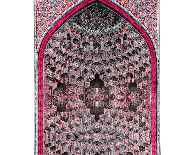 Prayer Rug Pink Mihrab Turkish Carpet 4x6 ft – Soft Non Slip Islamic Mat Muslim Gift for Women Mom Dad Home Prayer Room Decor