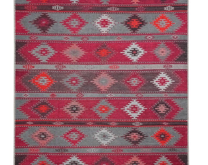 Turkish Kilim Rug – Colorful Boho Carpet for Living Room, Bedroom & Entryway Mat