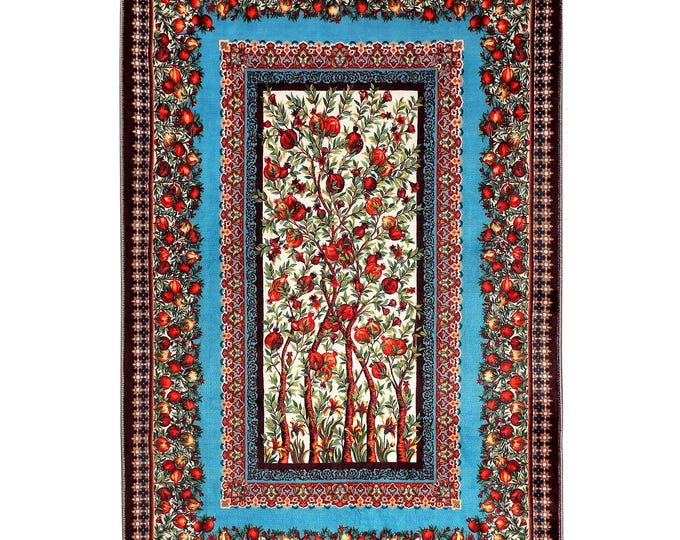 Prayer Rug – Tree of Life Ottoman Design with Pomegranates – Use as Wall Hanging or Floor Mat – Islamic Art for Elegant Home Decor