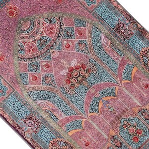 personalised Prayer Mat Pink Blue Floral Mihrab Silky Soft Gebetsteppich Muslim Prayer Rug image 9