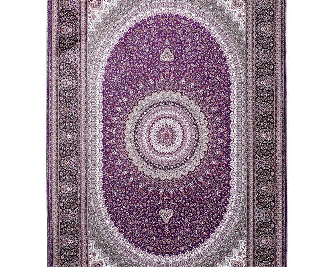 Prayer Rug Purple Turkish Mandala Carpet – Floral Islamic Soft Custom Size Rug for Living Room Bedroom Office Home Decor– 3x5 4x6 5x7 6x9 ft
