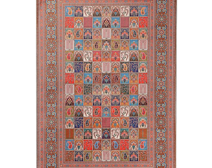 Prayer Rug – Multicolor Ottoman Patchwork Islamic Mat with Floral Motifs – Wall Hanging or Floor Use – Vibrant Muslim Home Decor