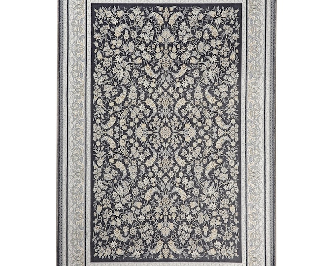 Prayer Rug – Gray and Beige Ottoman Style Islamic Mat with Soft Floral Motifs – Wall or Floor Use – Elegant Muslim Home Decor