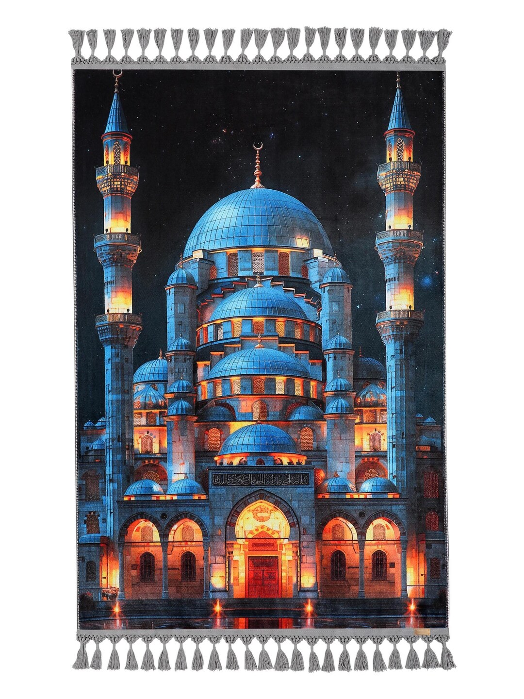 Musim Rugs Prayer Rug – Blue Mosque Design Islamic Mat – Velvet Soft Muslim Gift ...
