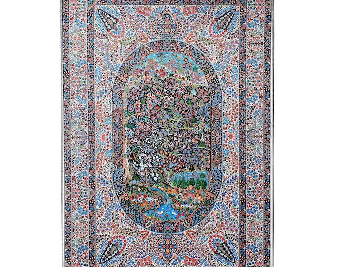 Prayer Rug Colorful Botanical Turkish Carpet 6x9 ft – Soft Non Slip Islamic Mat Muslim Home Decor for Living Room Bedroom Wall Hanging