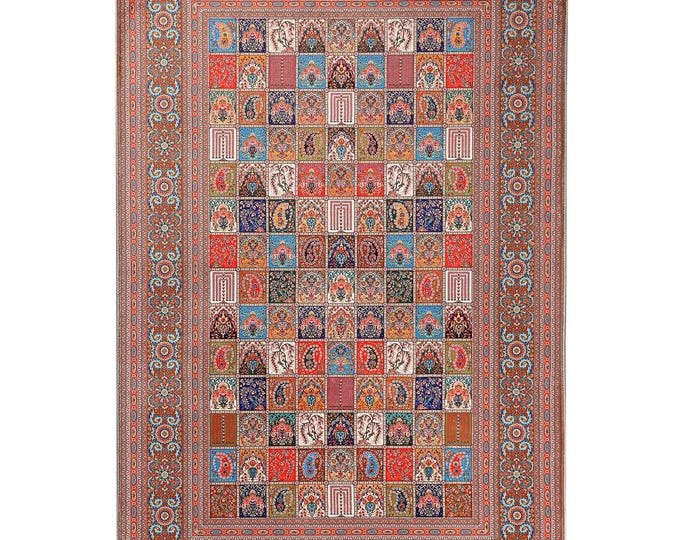 Prayer Rug Multicolor Patchwork Turkish Carpet – Luxury Islamic Floor Mat for Kitchen, Hallway, Entryway, Office, Living Room – 5x7 ft 12x15