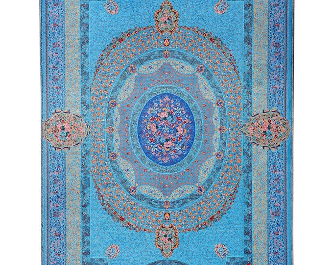 Prayer Rug | Custom Name Islamic Mat | Luxury Blue Seccade | Gift for Muslims | Soft Prayer Carpet for Him or Her
