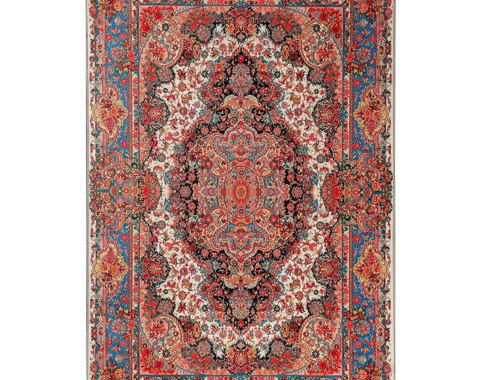Prayer Rug Multicolor Floral Turkish Carpet – Luxury Islamic Home Decor for Prayer Room, Living Room, Bedroom – Gift for Women Men Mom Dad
