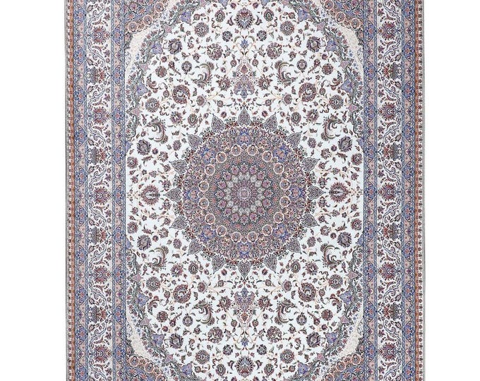Prayer Rug White Turkish Carpet – Luxury Islamic Gift for Mom Dad Women Men – Living Room Bedroom Decor Custom Size 3x5 4x6 5x7  6x9 10x12