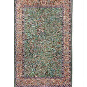 Gebetsteppich - Türkisch Grün Hereke Botanischer Garten mit Blumendetail - Islamische Matte - Geschenk für Sie, Mutter, Muslimischen Wohndekor-Teppich