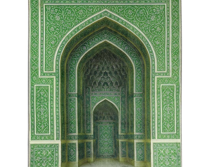 Prayer Rug – Green Islamic Mat with 3D Mosque Mihrab Design – Turkish Style Muslim Gift for Women – Wall Hanging Option for Prayer Room