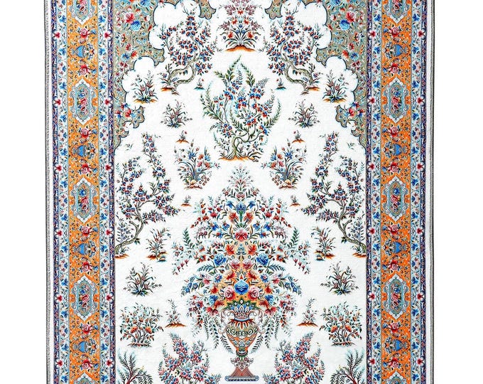 Prayer Rug – Ultra-Soft Silk-Feel Islamic Mat with Floral Pattern – Elegant Muslim Gift for Women or Men – Perfect for Daily Worship