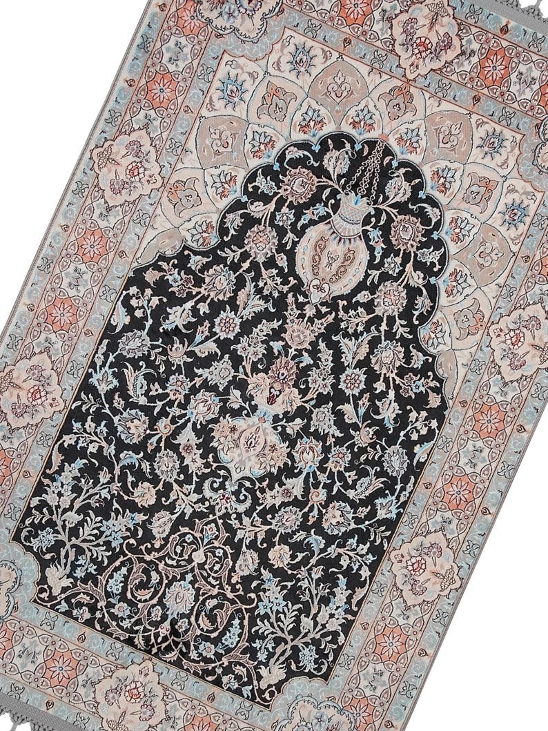 Prayer Mat Silky Soft Surface Turkish Prayer Rug, Islamic Muslim Gift, Gebetsteppich image 4