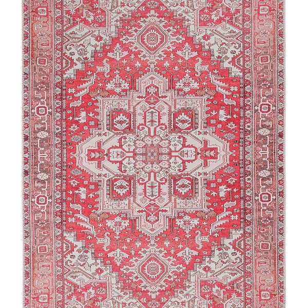 Authentic Heriz Rug with Intricate Floral Vine and Palmette Design | Vintage Heriz  Rug with Large Central Medallion and Floral Borders