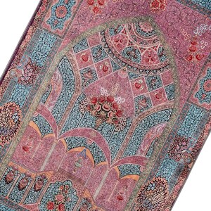 personalised Prayer Mat Pink Blue Floral Mihrab Silky Soft Gebetsteppich Muslim Prayer Rug image 5