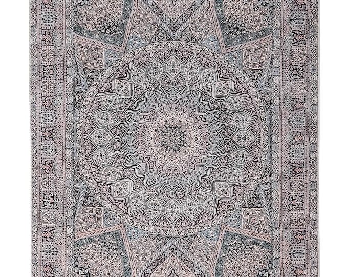 Turkish Prayer Mat – Ultra Soft Silky Surface, Ottoman Pattern Prayer Rug