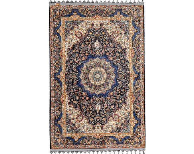 Prayer Rug Turkish Classic – Hand-Woven Style Blue mat  for Islamic Art Lovers, Also Suitable as Floor Rug or Decorative Accent