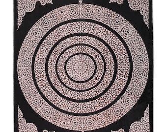 prayer mat, Soft Silky Black Turkish Prayer Rug Religious gift