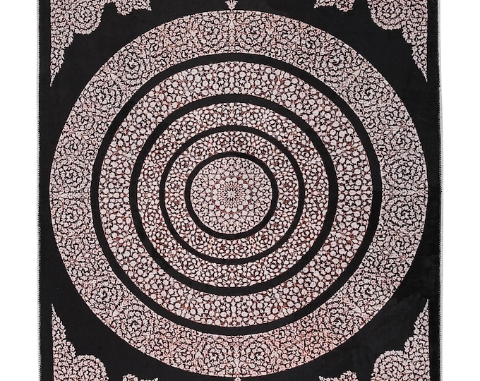 prayer mat, Soft Silky Black Turkish Prayer Rug Religious gift