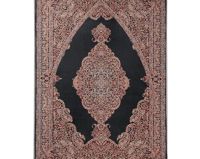 Prayer Rug Black Red Turkish Carpet – Luxury Islamic Floor Mat for Mom Dad Women Men – Muslim Gift for Living Room, Bedroom, Office 4x6 ft