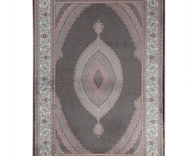 Prayer Rug Grey Turkish Carpet – Luxury Islamic Floor Mat for Living Room, Bedroom, Kitchen, Entryway – Muslim Gift Custom Size 4x6 5x7 3x5