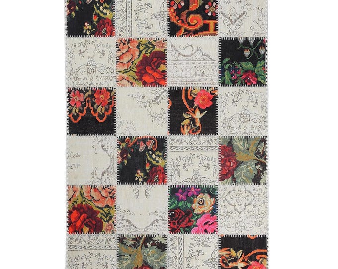Turkish Kilim Rug : Patchwork Area Carpet, 8x10 Large Decorative Floor Mat