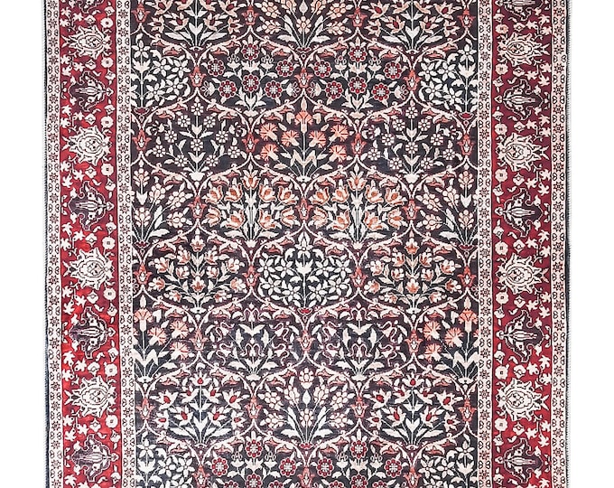 Turkish Prayer Rug, Floral Silky Soft Prayer Mat Religious gift