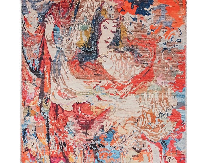 Abstract Woman Rug : Colorful Decorative Carpet with Female Figure Design, Multiple Sizes