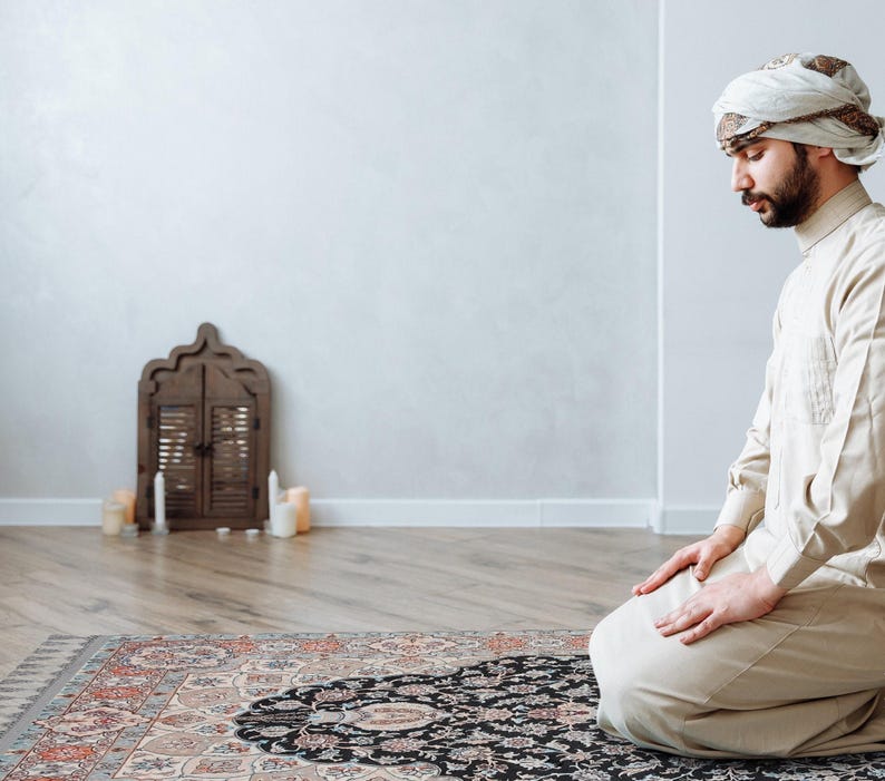 Prayer Mat Silky Soft Surface Turkish Prayer Rug, Islamic Muslim Gift, Gebetsteppich image 5