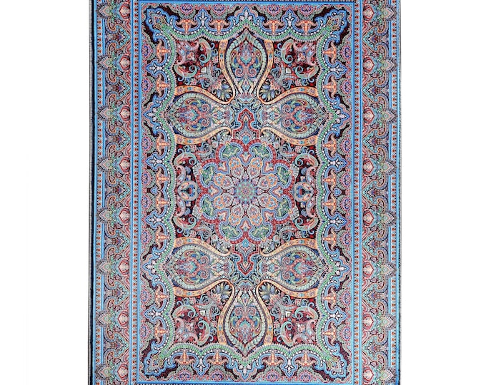 Prayer Rug Multicolor Persian Floral – Luxury Turkish Soft Floor Mat for Prayer Room, Living Room, Gift for Mom Dad 4x6  8x8 10x12 12x15 ft