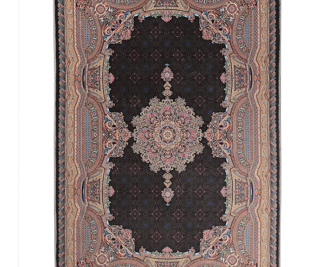 Prayer Rug Dark Persian Turkish Carpet – Luxury Islamic Home Decor for Prayer Room, Living Room, Bedroom – Gift for Women Men Mom Dad 5x7 ft