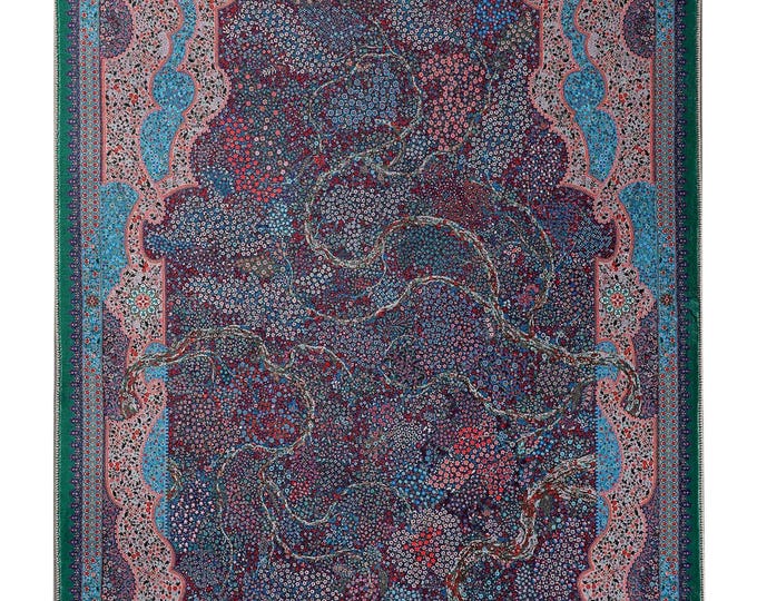 İslamic Prayer Mat, Blue Tree of Life Muslim Custom Prayer Rug